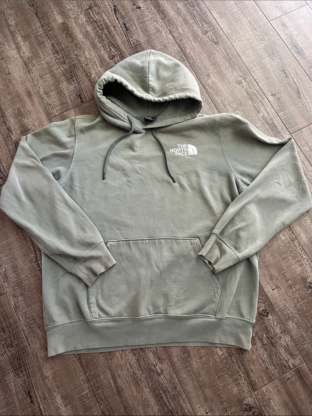 The North Face Men’s Sage Green Pullover Hoodie with White Logo